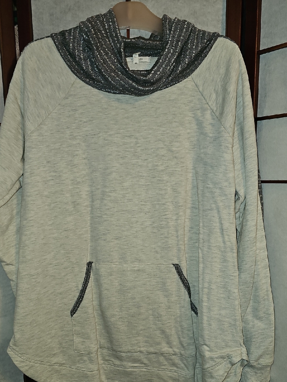 Maurices Light Gray Cowl Neck Sweater with Dark Trim